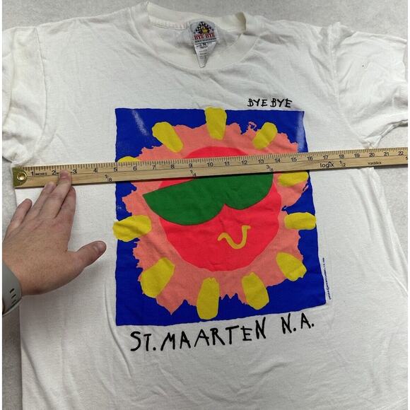 Vintage T Shirt Neon St Maarten NA Fluorescent 1990 Bye‎ Bye Medium - Picture 7 of 10